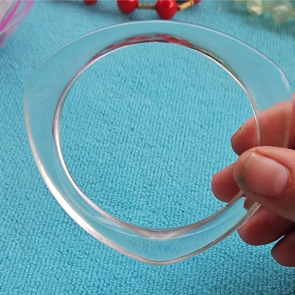 VTG Bangles Clear Lucite 2 Embedded 1 White Spacer 1 Frosted Wavy 1 Triangle 5pc